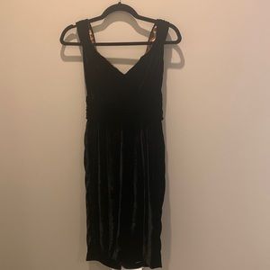 Dolce & Gabbana Black Velvet Pleated Seamed Dress size 38 (US 2)